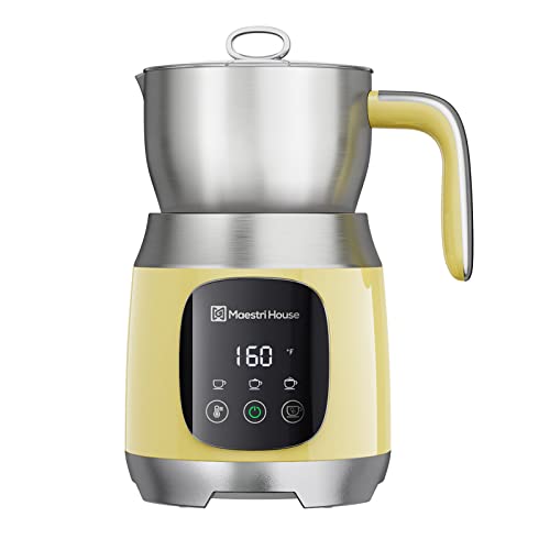 Maestri House Milk Frother, 21OZ Variable Temp and Froth Thickness Milk Frother and Steamer, Smart Touch Control Milk Warmer, Dishwasher Safe, Memory Function for Latte Cappuccino, Yellow 120V