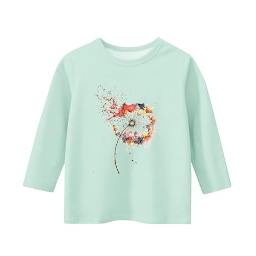 Teen Girls Floral 3/4 Length Sleeve Top Summer Crewneck Casual Athletic Blouse for Kids Soft (Mint Green #7, 6-7 Years)2
