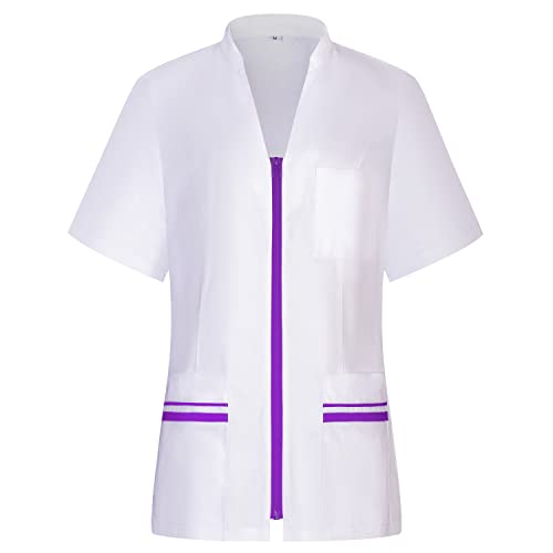 MISEMIYA - Camisa Sanitario Mujer - Uniforme Sanitario - Uniforme HOSTELERÍA 712 - S, Lila 21
