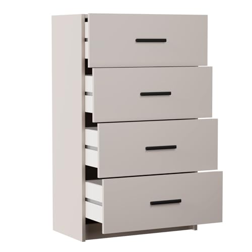 Duérmete Online - Sinfonier con 4 Cajones, Cómoda, Modelo Alella, Práctico y Funcional, Acabado en Color Beige, Medidas: 60 cm (Ancho) x 100 cm (Alto) x 34,4 cm (Fondo)