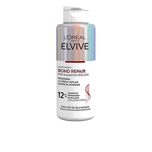 L'Oréal Paris Elvive Bond Repair Pre-Champú Rescate Rutina de Reconstrucción Profunda, Tratamiento para Reparar el Cabello Dañado, 98 por ciento Menos Rotura, Multicolor