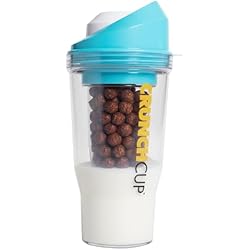 CRUNCHCUP XL Blue - Portable Plastic Cereal Cup for Breakfast On the Go, To Go Cereal and Milk Container, No Spoon or Bowl Required