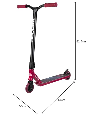 HUDORA Stunt Scooter XQ-13.1 f&uuml;r Skatepark - robuster Freestyle Roller mit 360&deg; Lenker, ABEC 9 Kugellager & Stahlbremse - Stunt Roller f&uuml;r Anf&auml;nger & Ge&uuml;bte, rutschfestes Deck, schnell rollend - berry