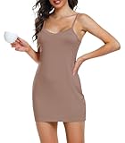 Sopesil Combinaciones para Vestidos Mujeres Enaguas Enteras Camisiones Tirantes para Mujer Full Slip Modal Petticoat Strapless Slip Elegante Mini Vestido sin Mangas Sexy,Marrón Oscuro,S