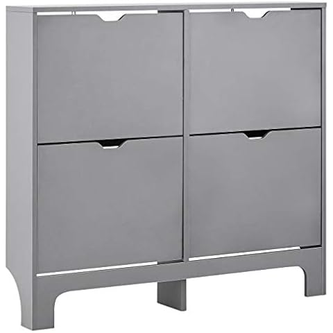 GFW Narrow Shoe Storage Cabinet in Grey Cover