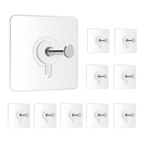 Image of Zulaxy Photo Frame Hooks for Wall Without Drilling, 10 Pack Self Adhesive Hooks for Wall Heavy Duty Strong Nail Free for Hanging Photo Frame (Hanging Hook, Transparent) Stainless Steel