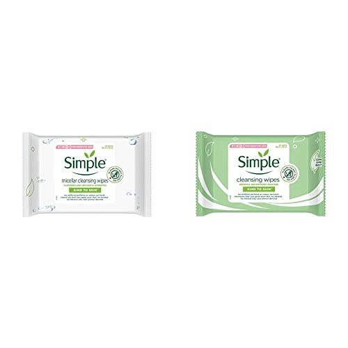 Image of Simple Kind To Skin Micellar Cleansing Wipes, 25 Pieces And Simple Kind To Skin Cleansing Facial Wipes, 25 Pieces