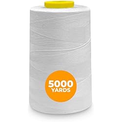 Maquina Remalladora Precio Weemex 1 Bobina grande de Hilo de Coser Blanco de Poliéster | 11 opciones | para Máquina Remalladora, overlock, Singer, Janome, etc | hilo de 5000 Yardas cada uno 40S/2 para todo Propósito (White)