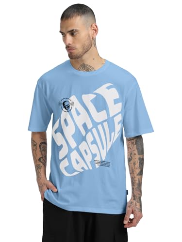 Image of Veirdo Men's Cotton Oversized Fit Oversized Baggy Fit Drop Shoulder Cool and Stylish Graphic Printed Design Half Sleeve T-Shirt (Available Sizes: S to 2XL)