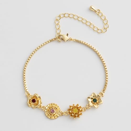 Personalized Birthstone Bracelet for Women – Dainty Custom Birth Flower Jewelry – Elegant Gift with Birthstone Choice – Thoughtful Keepsake for Special Occasions2