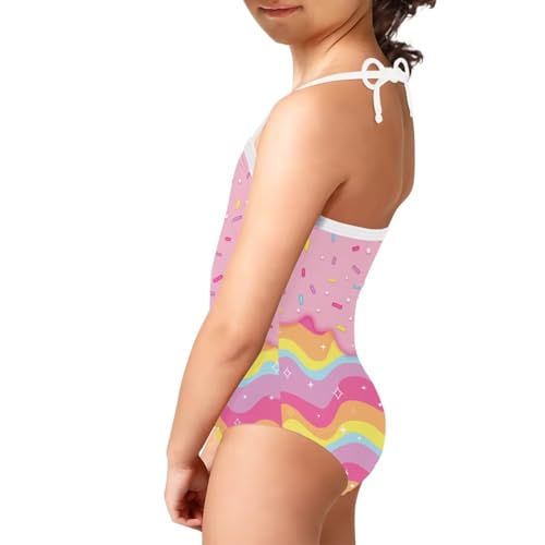 Image of Girls One Piece Swimsuit Beach Bathing Suit Toddler Floral Halter Straps Swimwear for 1-10 Years