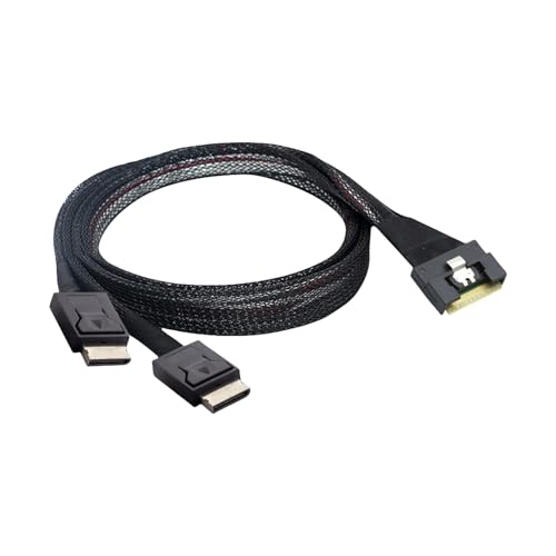 Câble tressé SFF 8654 8i vers 2x SFF 8611 avec isolation DC300V
