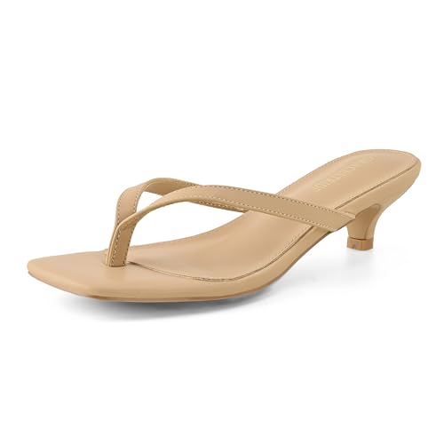 Image of Women's Flip-Flops Kitten Heels Thong Sandals For Women Square Toe Slip On Fashion Summer Dress Sandals