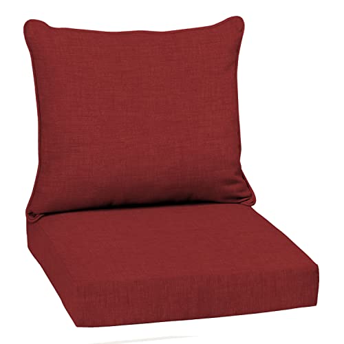 Image of Arden Outdoor Deep Seat Cushion Set, 22 in x 24 in, Weather-Proof, Rain-Proof, Fade Resistant Patio Cushion Ruby Red Leala