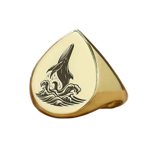 Bague baleine poire en argent sterling 925 plaqué or et son fini vintage fait main