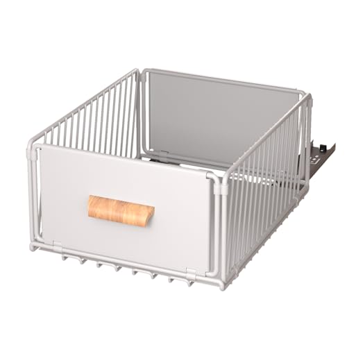MEKOTRICIN Pull Out Cabinet Organizer, Sliding Drawer Organizer No Screws Needed Easy Installation with Handle for Kitchen Pantry Cabinet Bathroom, 11.8 x 6.7in (30cm x 17cm),