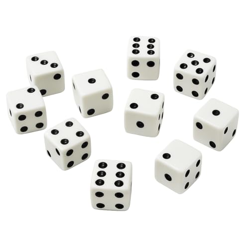 Hobby Monsters 10 Piece16mm Game Dice (White with Black Pips)