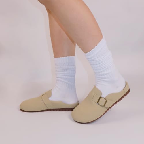 Image of Grip Pilates Socks for Women, Non Slip Yoga Slouch Socks with Gripper, Long Tall Scrunch Sock for Ballet Hospital