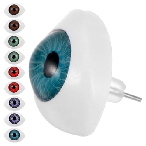 HEMOTON Pendientes de Botón de Ojo Simulado para Mujer 5 Pares Multicolor Marrón Azul Rojo Verde Azul Violeta Pendientes Espeluznantes Pequeños para Cosplay y Disfraces