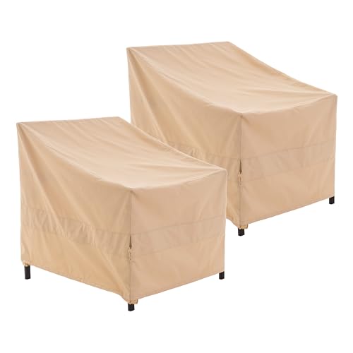 WJ-X3 Patio Chair Cover, Outdoor Lounge Cover, Heavy Duty, Waterproof Lawn Chair Covers, 36W x 40D x 36H, Beige, 2-Pack