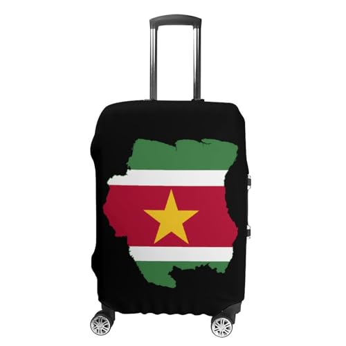 Flag Map of Suriname Travel Luggage Cover for Suitcase 19-32 Inches Elastic Washable Baggage Protector