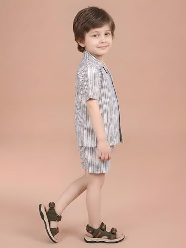 Image of POLKA TOTS 100% Cotton Half Sleeve Shirt and Shorts Combo for Boys | Co-Ord Set for Kids | Summer Wear Dress for Toddlers | Breathable & Skin-Friendly Boys Clothes | Trendy Summer Outfit & Beach Wear