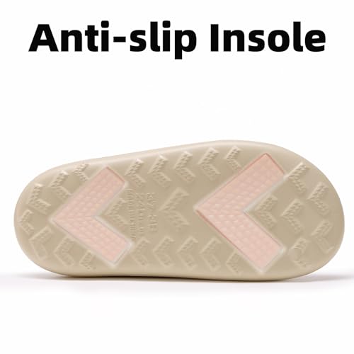 Non-Slip Shower Slippers for Men Women Cloud Slides Sandals Thick Sole House Beach Sliders Comfort Lightweight Pillow Shoes Easy to Clean Quick-Drying Pink Purple Brown Beige Khaki Grassgreen Lakegreen Black2