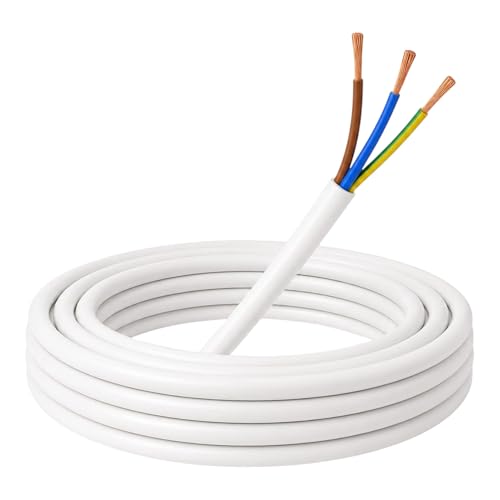 3m Stromkabel Weiß 3x0,75 mm² 3-adrig H03VV-F PVC Elektrokabel flexible Schlauchleitung