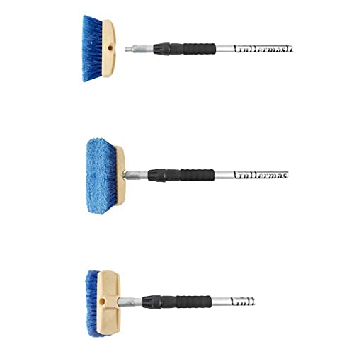 Guttermaster Mini Straight Extension Water Fed, Extends To 6 Feet Bundle With 8 Inch Oblong Medium Soft Flow Through Brush - Blue #TOP4