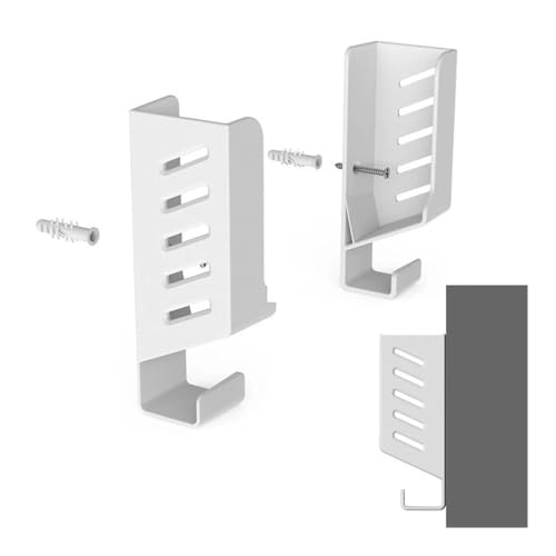 Support mural pour ordinateur portable blanc avec fixation adhésive et vis