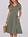 ANRABESS Women Summer Dress Casual Short Sleeve V Neck A-Line Knee Length Pleated Flowy 2026 Fashion Midi Dresses with Pocket Army Green Medium