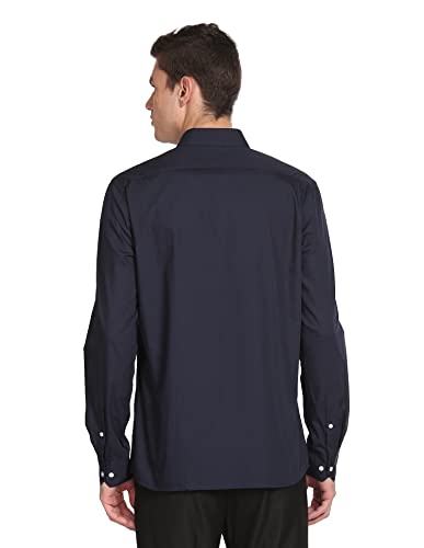 Image of Arrow Men's Solid Full Sleeve Slim Fit Cutaway Collar Cotton Formal Shirt