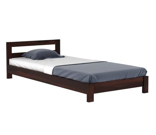 Image of CRAFT D ARTS Sheesham Wood Single Size Bed Without Storage | Wooden Single Bed | Space Saving Low Floor /Lying /Rise /Level /Profile Cot Bed for Bedroom | Pavlich, Walnut Finish