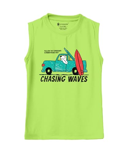 Image of KYDA KIDS 100% Cotton Bio Washed Premium Printed Boys Sleeveless Loose Fit Tshirt - Antibacterial Boys Vest - Pack of 3