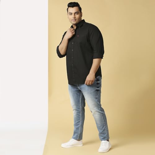 Image of Thomas Scott Men's Plus Size Cotton Casual Shirt | Regular Fit | Long Sleeves | Spread Collar | Solid | Soft & Breathable | Everyday Comfort Shirt for Men