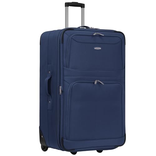 ARIANA Suitcase Medium Lightweight Luggage Trolley Expandable Suitcase 2 Wheel Travel Bag - 70x46x26cm (Navy-Blue, 26" Medium)