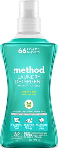method Liquid Laundry Detergent, Beach Sage, 53.5 fl oz, 4 P...
