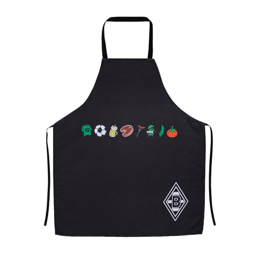 Borussia Mönchengladbach Grillschürze Grillparty | Offizieller Fanartikel Fohlenshop | Vereinslogo & BBQ-Motive, Länge ca. 83 cm, Breite ca. 70 cm