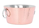 BIRDROCK HOME Hammered Double Wall Round Copper Beverage Tub - 3 Gallon Stainless Steel - Ice Bucket...