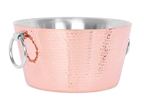 BirdRock Home Hammered Double Wall Round Copper Beverage Tub - 3 Gallon Stainless