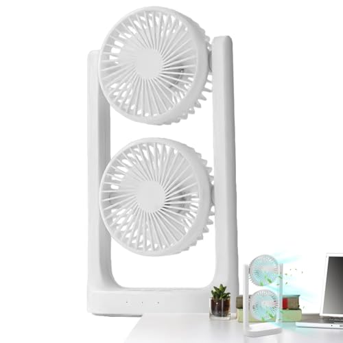 Ocastuted Ventilador pequeño, ventilador portátil | Ventilador de viajes de enfriamiento USB - Suministros de enfriamiento de 3 velocidades de doble cabeza para RV, cocina, taller, baño, dormitorio,