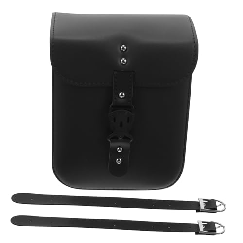Bolsa lateral de cuero sintético Milisten para motocicleta, bolsa negra vintage para scooter, 24x18.3x11.5 cm, organizador y almacenamiento de herramientas
