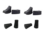 Juego de 8 Topes de Goma para Bastones de Marcha Nórdica - 4X Asfalto + 4X Terreno | Kit de Repuesto Tacos de Caucho Resistentes y Duraderos - para Trekking, Senderismo, Camino - Multiterreno