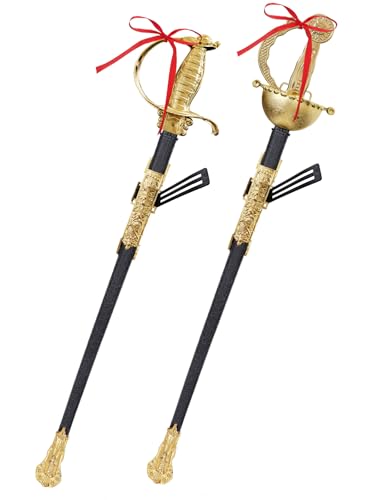 2pcs Toy Sword 27 Fencing Sword Toys Plastic Musketeer Sword and Sheath for Kids Role-Play Props Halloween Cosplay