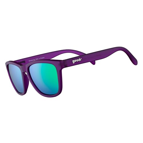 goodr Gardening with a Kraken Polarized Sunglasses for Men & Women, Medium Sized (OG), Dark Purple Translucent Lens with Light Green Mirrored Reflective Lens, UV400 Protection, No Slip, No Bounce