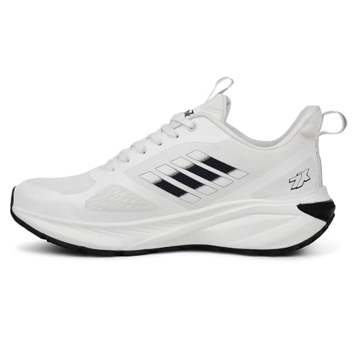 Image of Liberty Leap7x RUNNY-1E Lacing Sports Running Shoes for Men - White & Black | Comfortable and Durable Lace-Up Closure - Suitable for Lacing Walking, Gym, Jogging Shoes for Gents - Cushioned Footbed