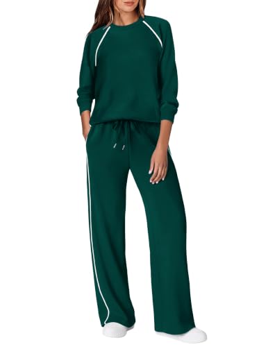 Ekoauer Lounge Sets for Women 2 Piece Matching Outfits Green Large