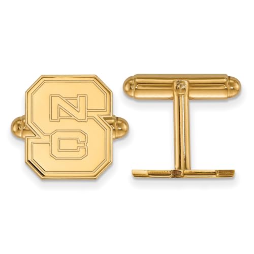 14k Yellow Gold North Carolina State University Wolfpack School Letters Cuff Links Set 15x13mm