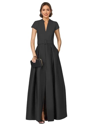 ALLENIDIA Elegant Formal Evening Dress A Line Long Satin Mother
