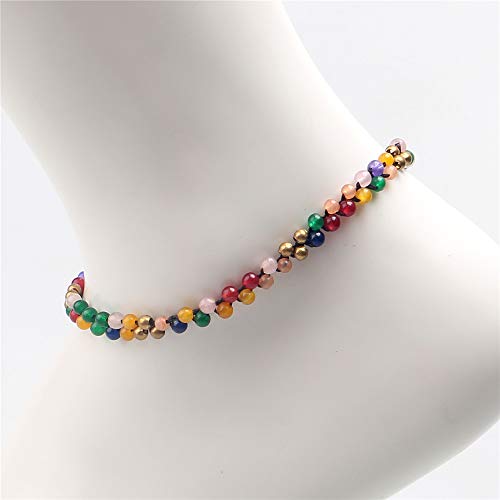 Image of kelistom Bohemian Ankle Bracelets for Women Handmade Natural Stone Beaded Chain Anklet